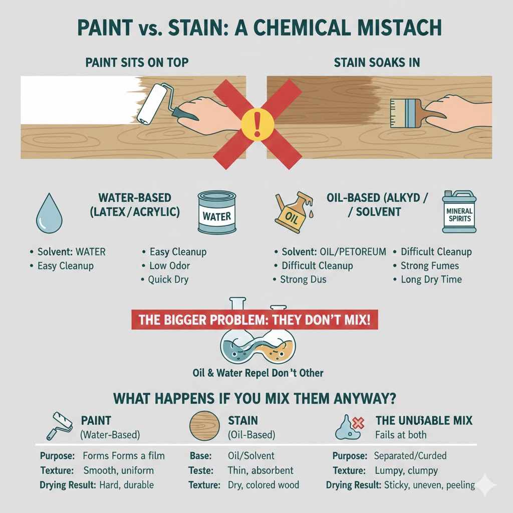 Why Paint and Stain Are Not Meant to Be Mixed