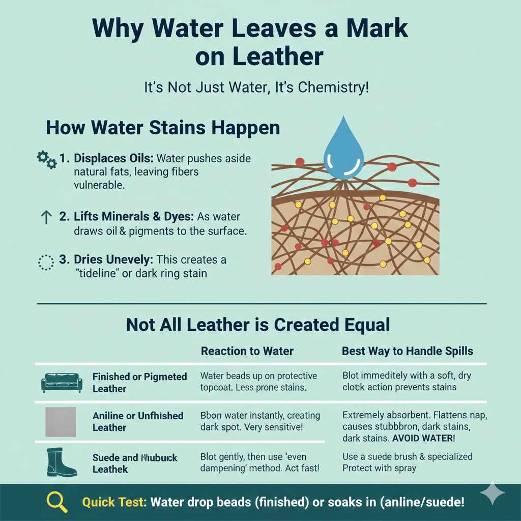 Why Water Leaves a Mark on Leather