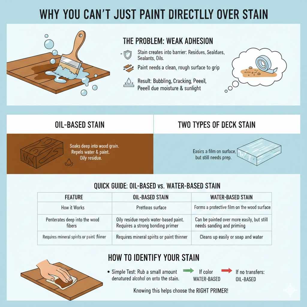 Why You Can't Just Paint Directly Over Stain
