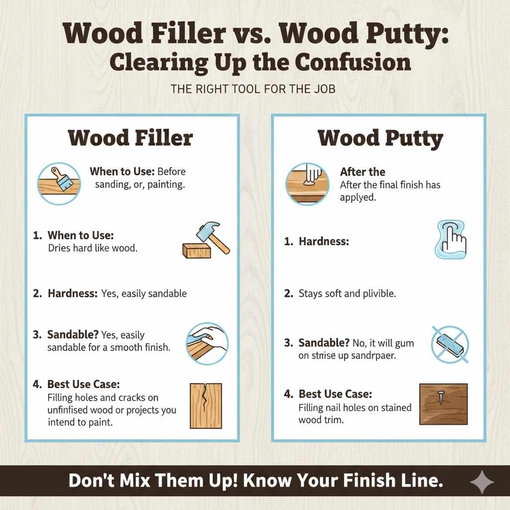 Wood Filler vs. Wood Putty