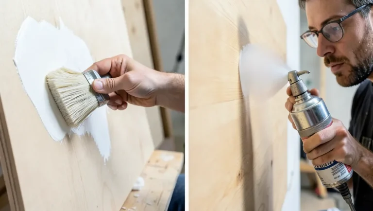 Brushing paint compared to spraying paint on wood