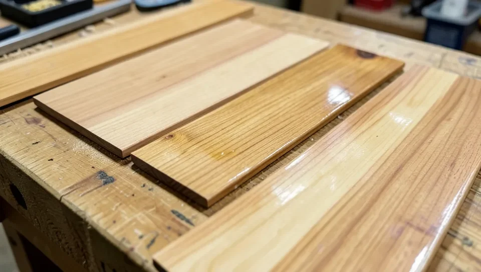 Cedar wood grain samples showing natural oil sheen