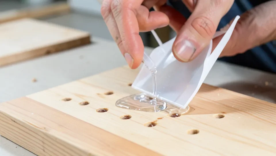 Filling worm holes with clear epoxy resin
