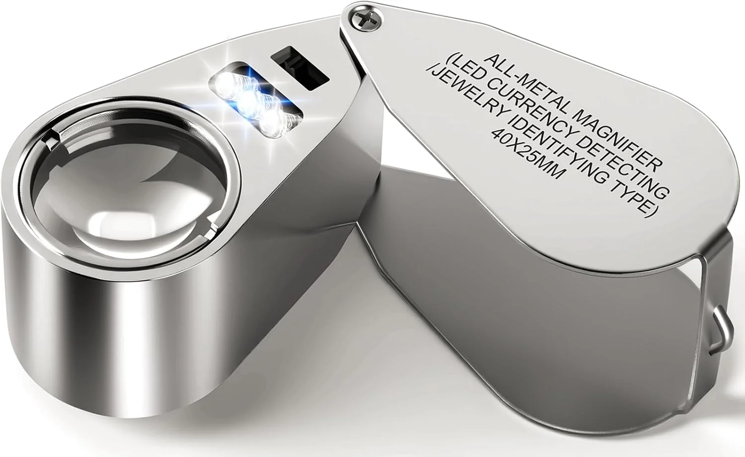 Leffis 40X Jewelers Loupe Magnifier with LED/UV Light