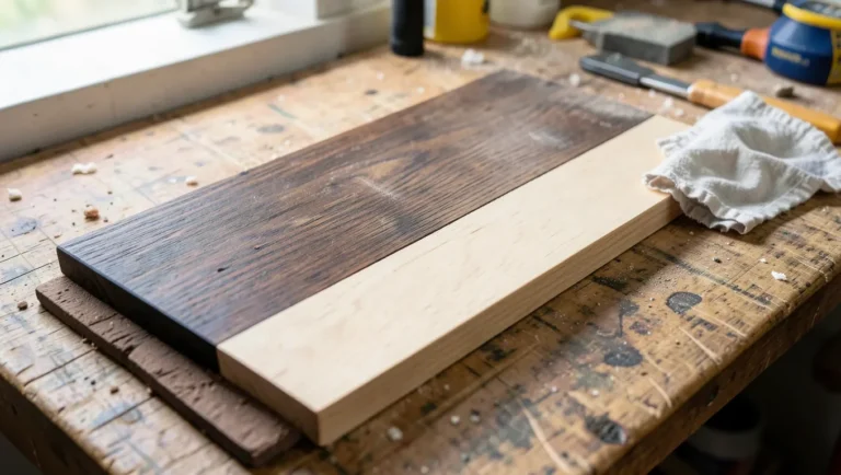 Sanding back a too-dark stain to a much lighter tone