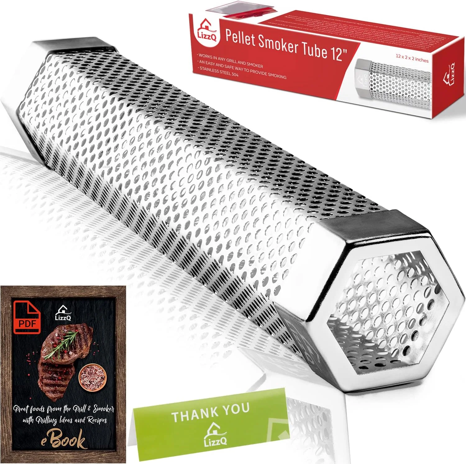LIZZQ Premium Pellet Smoker Tube, 12 inches
