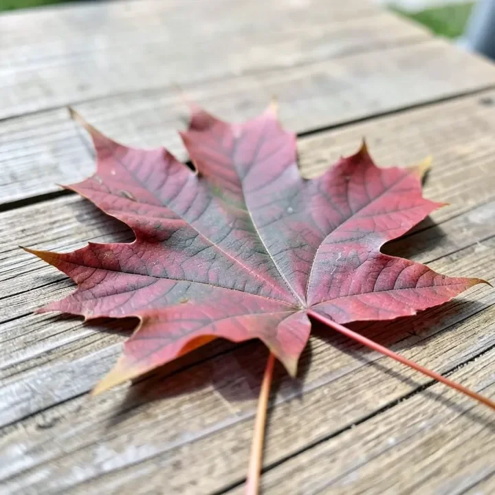 Close-up of a maple leaf with sharp pointed lobes