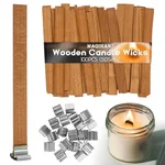 MAQIHAN wood wicks for candle making, 100-pack with metal bases