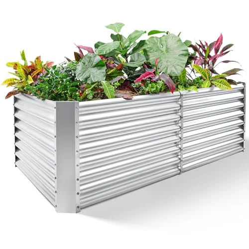 Land Guard 8x4x2 ft Galvanized Raised Garden Bed Kit