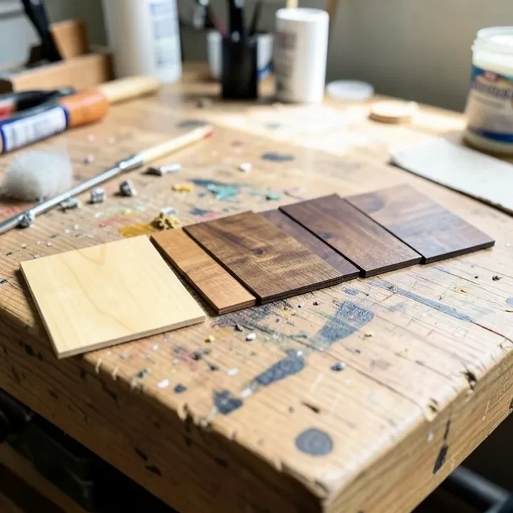 Wood stain color sample swatches ranging from light to dark Wood stain color sample swatches ranging from light to dark