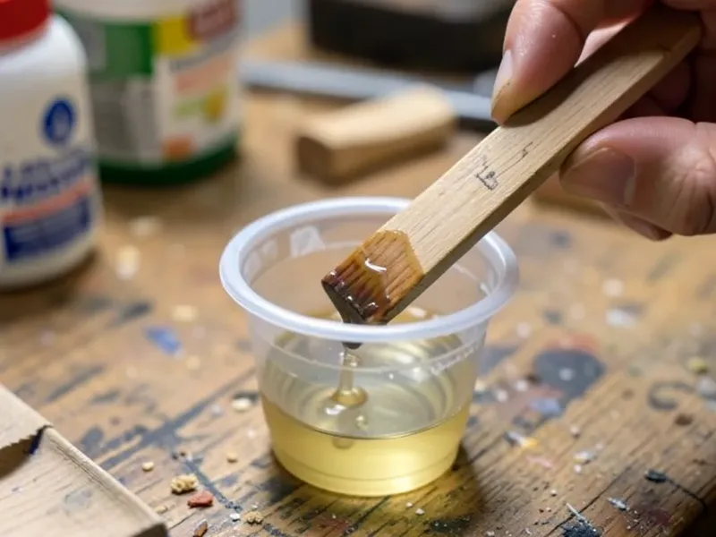 Mixing PVA wood glue with water to make a diluted wash-coat sealer