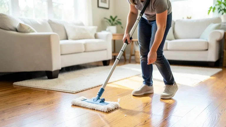 Mopping a hardwood floor