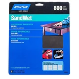 Norton SandWet 800 grit wet or dry waterproof sandpaper, 5-pack