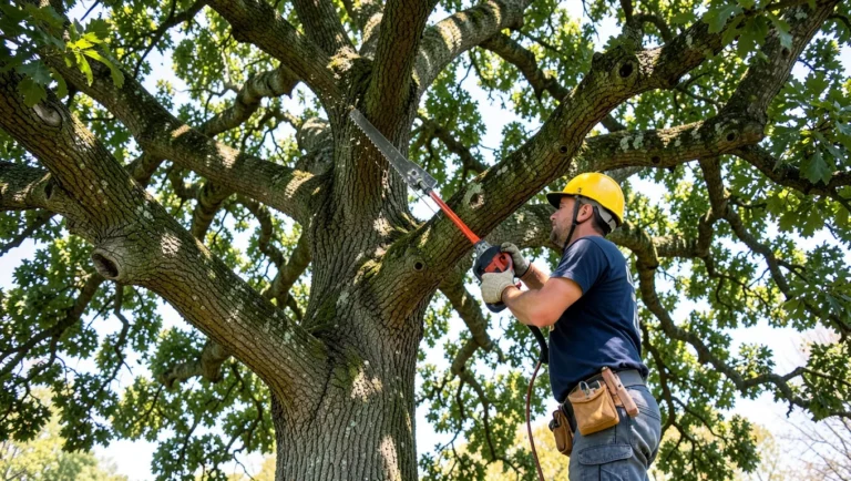 Trimming a large oak tree