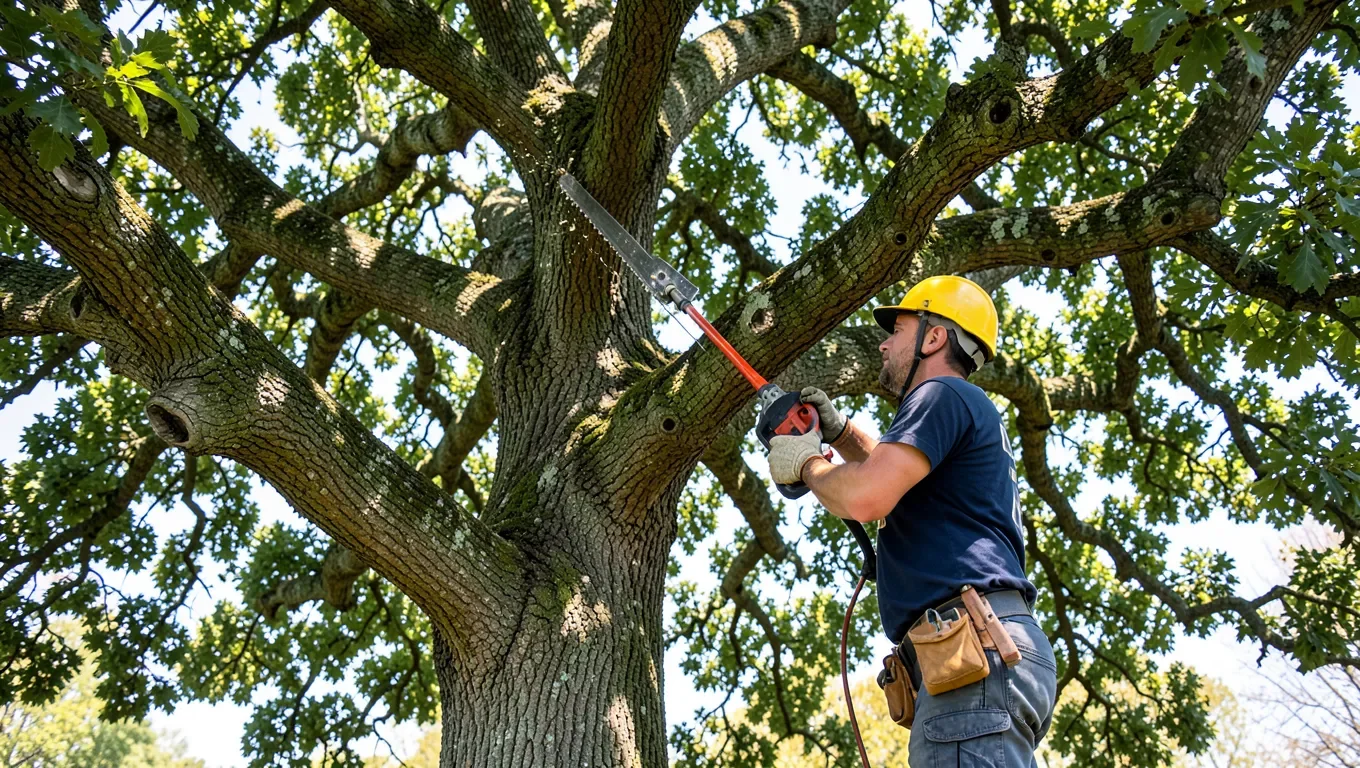 Trimming a large oak tree