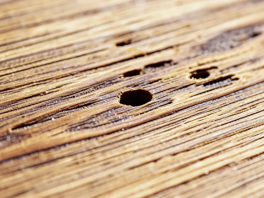 Close-up of raw oak wood grain showing open ring-porous texture before staining