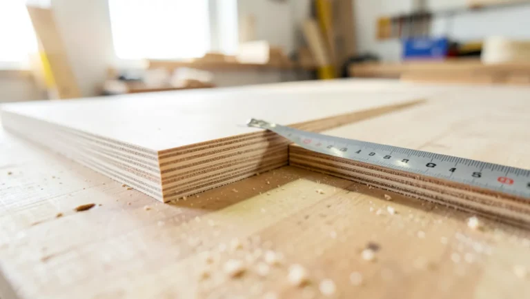 1/2 inch and 3/4 inch plywood sheets stacked showing thickness difference