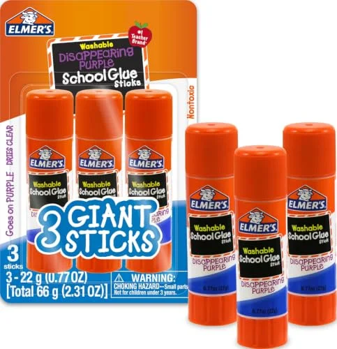 Elmer's Disappearing Purple Washable School Glue Sticks (3-Pack)