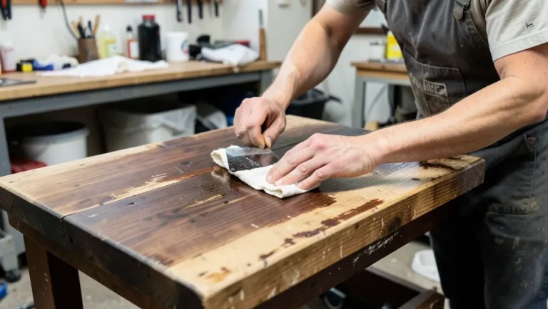 Applying new dark stain over an old lighter stained wood table