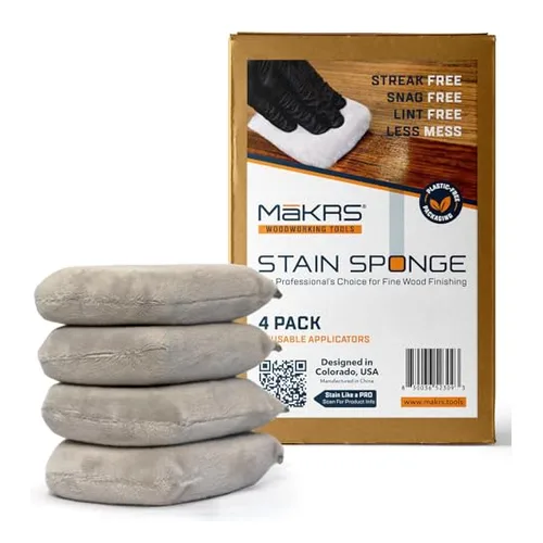 Lint-free stain applicator sponge pads for even wood stain application