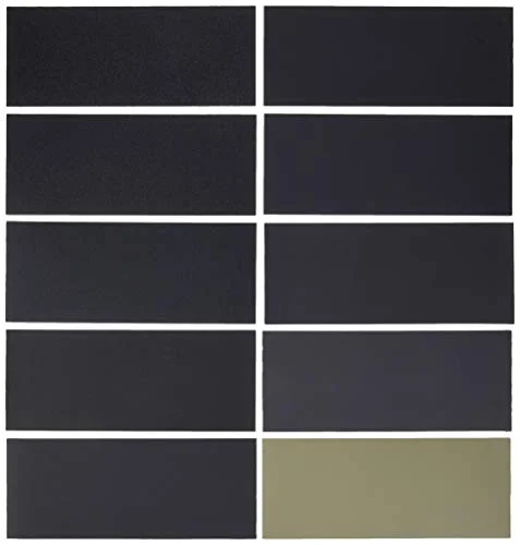 Dura-Gold wet or dry sandpaper sheets arranged showing a grit progression from coarse to fine