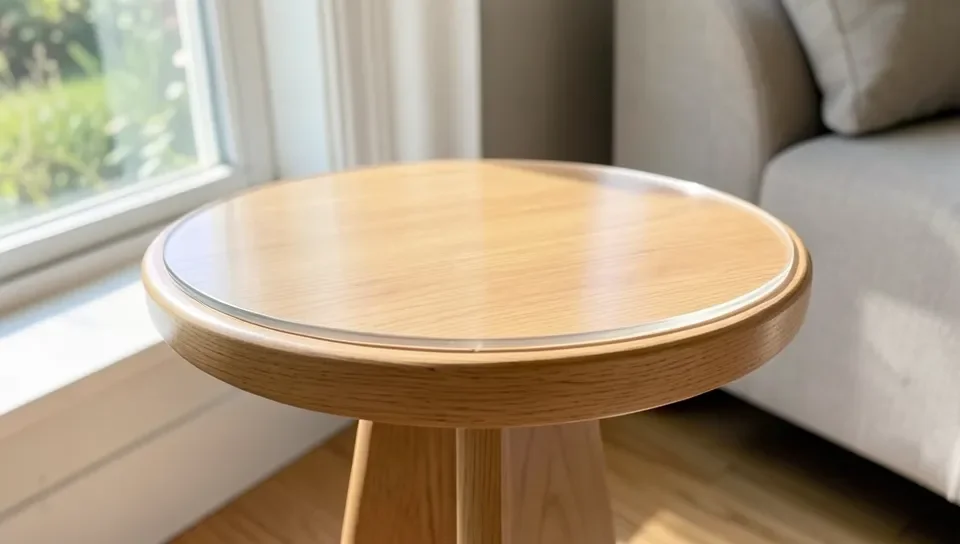 Round pine side table finished with satin Polycrylic showing its natural wood grain and low-glare sheen