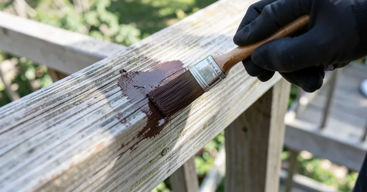 Applying solid color stain over sanded, previously painted wood with a brush