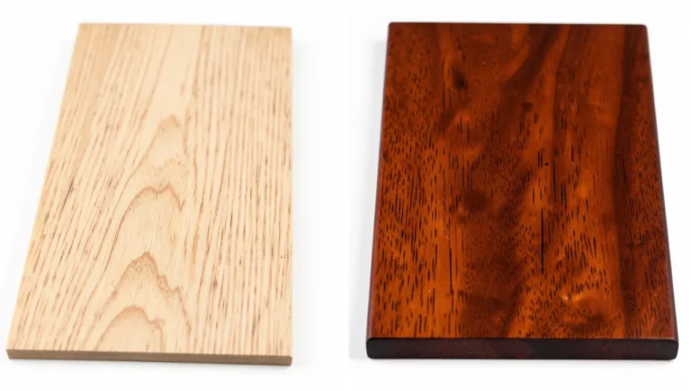 Raw cedar next to freshly stained cedar
