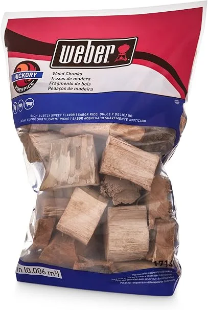 Weber Hickory Wood Chunks bag for smoking meat