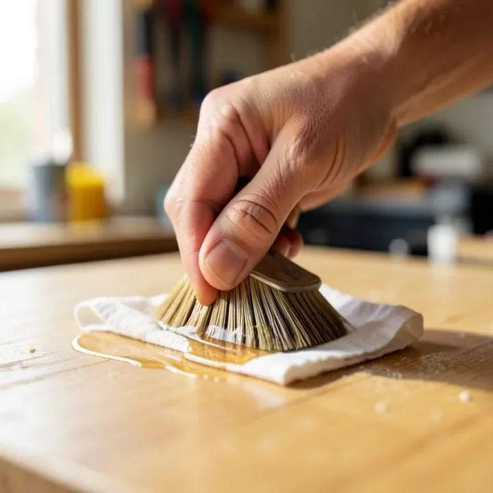 Applying dewaxed shellac with a folded cloth pad using the wiping method