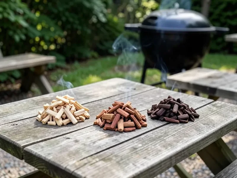 Different wood chip types ranging from light to dark
