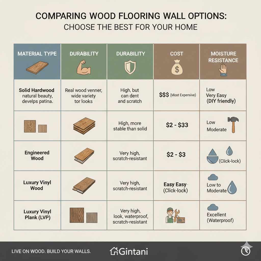 Comparing Wood Flooring Wall Options

