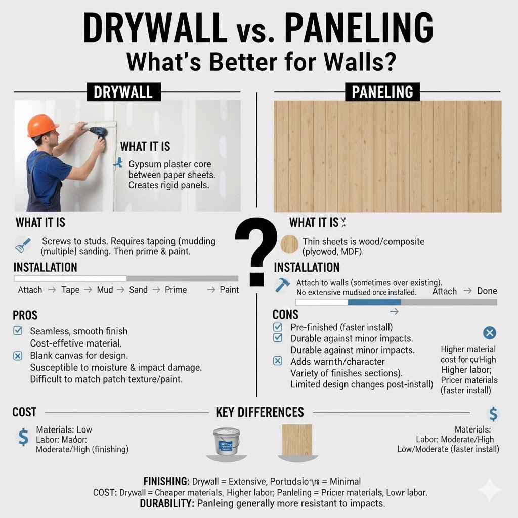 Drywall vs Paneling What’s Better for Walls Explained