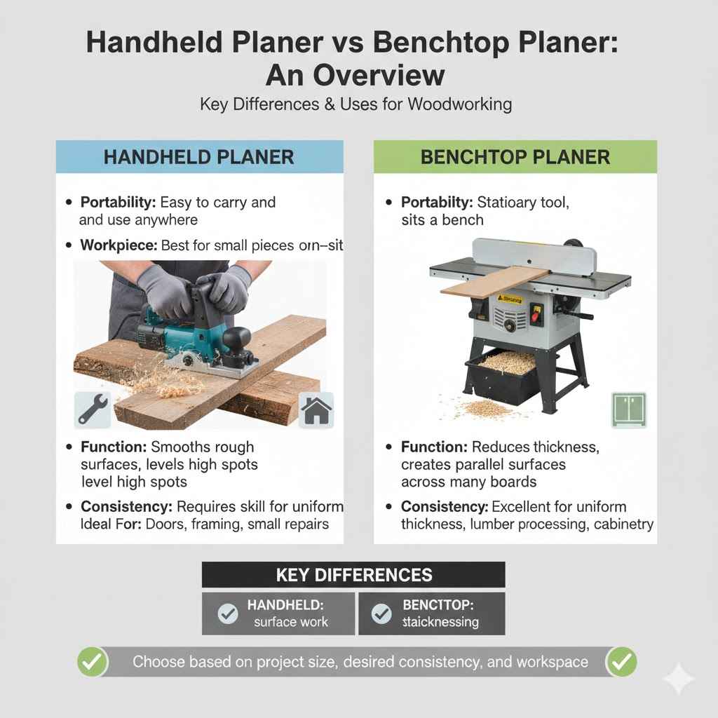 Handheld Planer vs Benchtop Planer An Overview