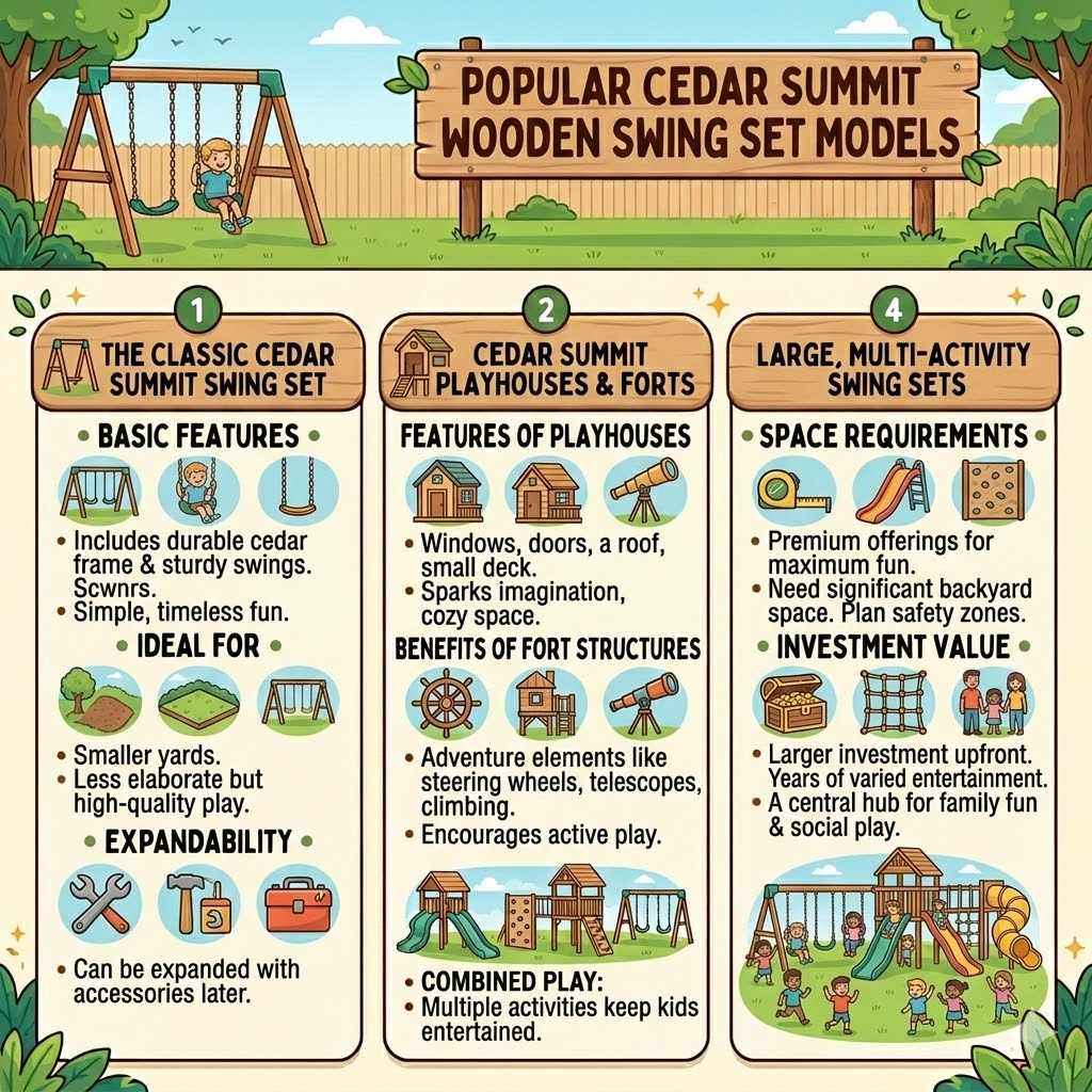Popular Cedar Summit Wooden Swing Set Models