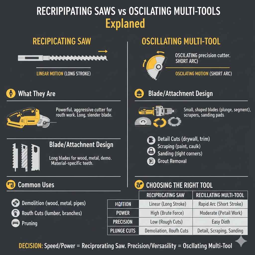 Reciprocating Saws vs Oscillating Tools Explained