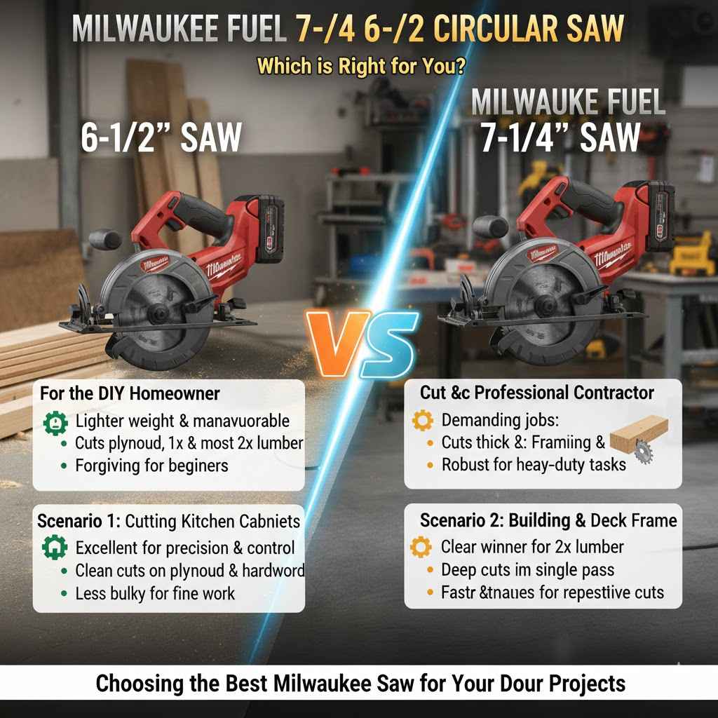 Milwaukee Fuel 7-1/4 vs 6-1/2 Circular Saw Which is Right for You