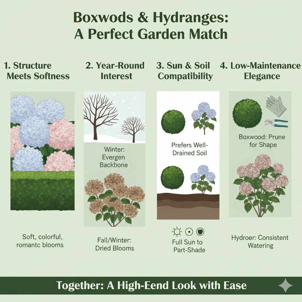 Why Boxwoods and Hydrangeas Are a Perfect Match