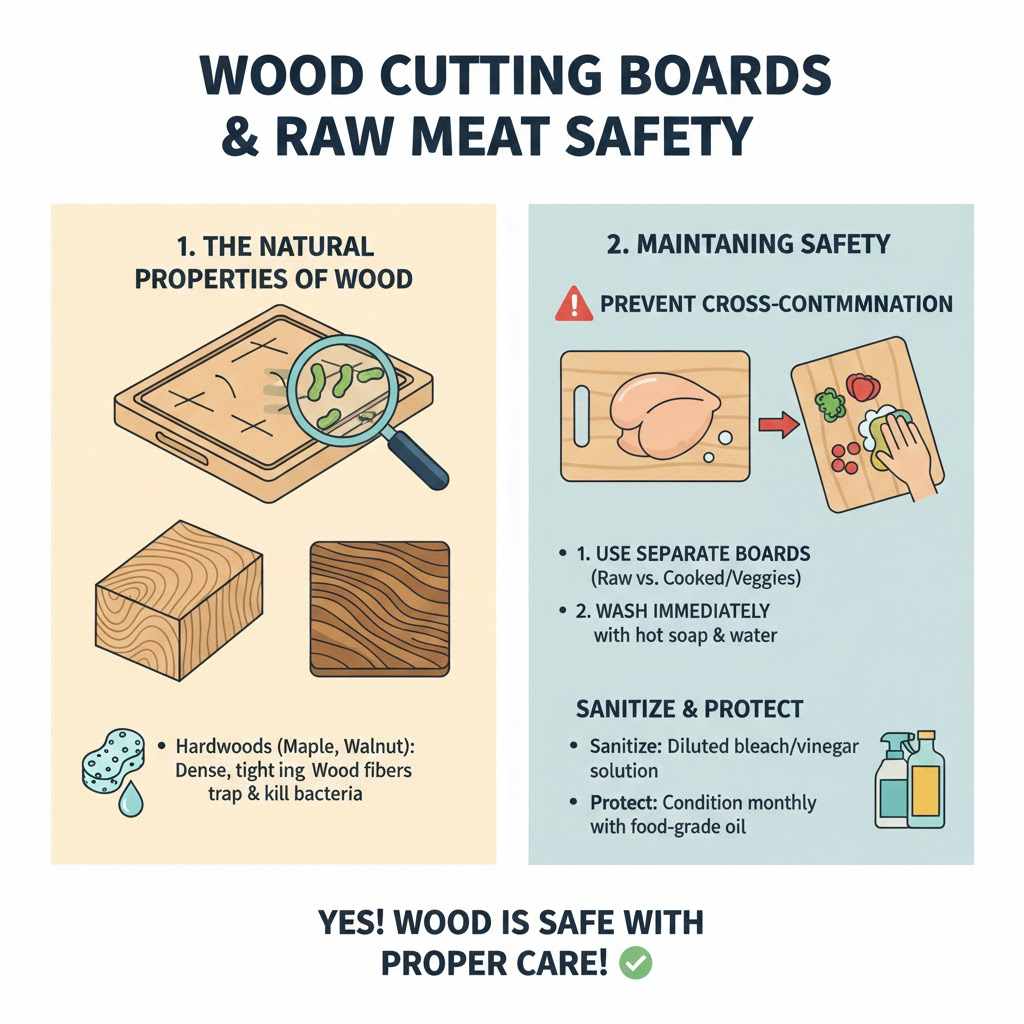 Wood Cutting Boards and Raw Meat Safety
