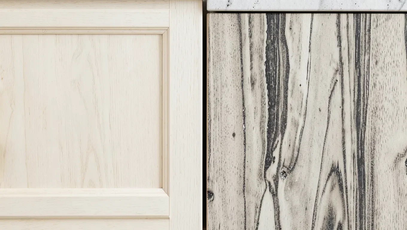 Comparing pale aspen and streaked poplar cabinet wood