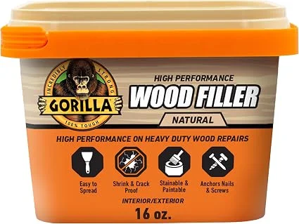 Gorilla All Purpose Wood Filler, 16 oz tub