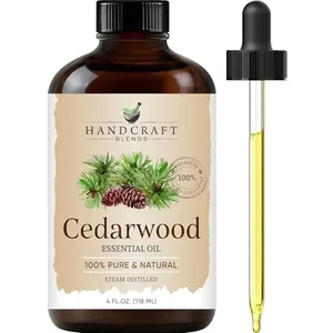 Handcraft Blends 100% Pure Cedarwood Essential Oil, 4 fl oz amber glass bottle with dropper