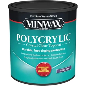 Minwax Polycrylic Protective Finish Satin Clear Quart can
