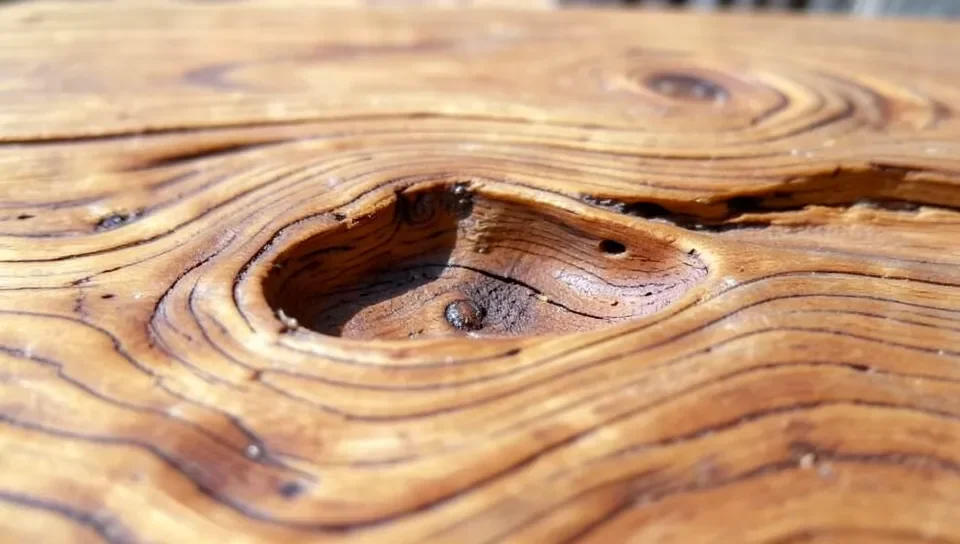 Close-up of oak wood grain texture with open pores