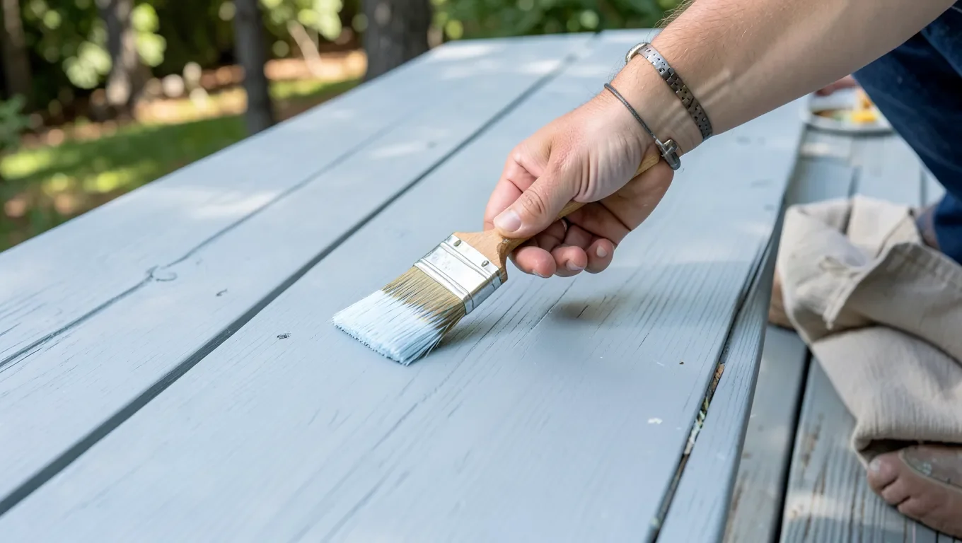 Painting a pressure-treated wood deck board