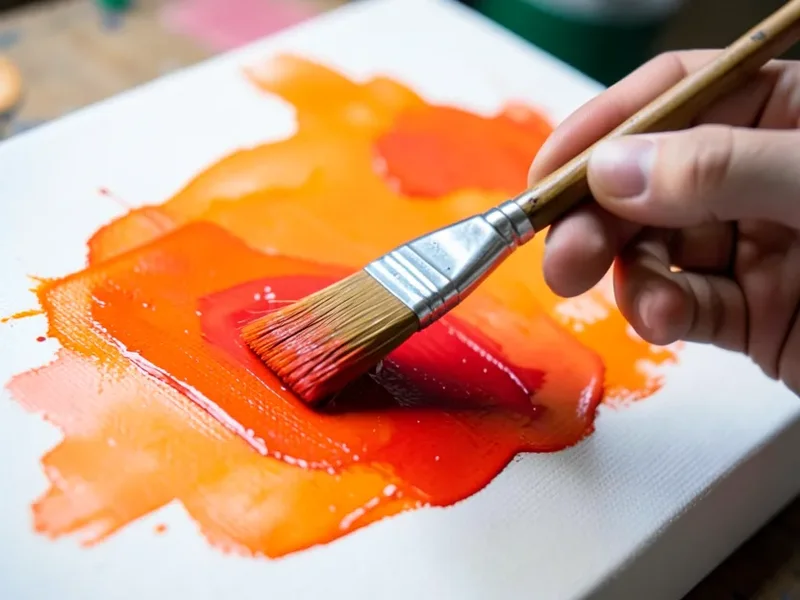 Blending two acrylic colors wet-on-wet directly on the canvas