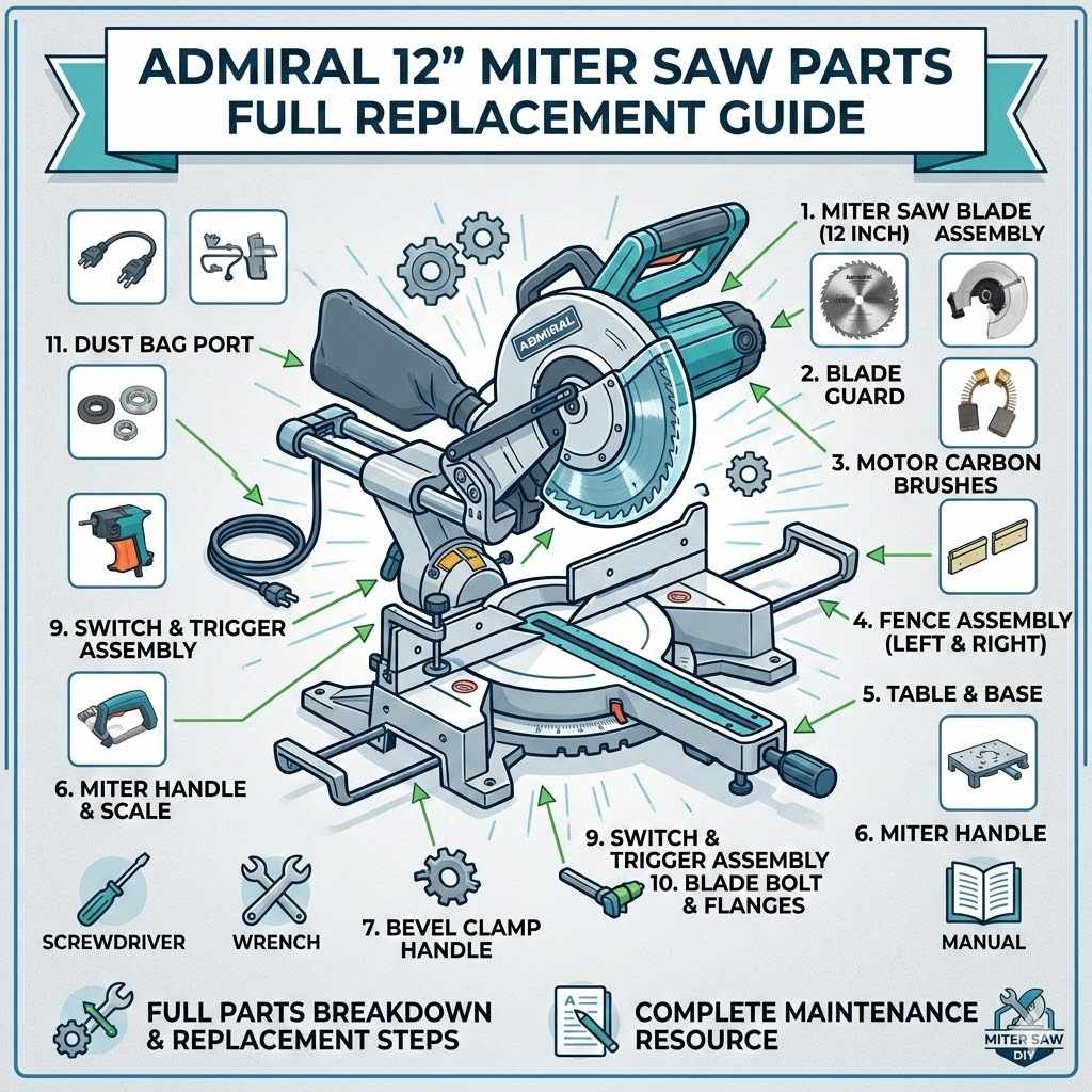 Admiral 12 Miter Saw Parts Full Replacement Guide