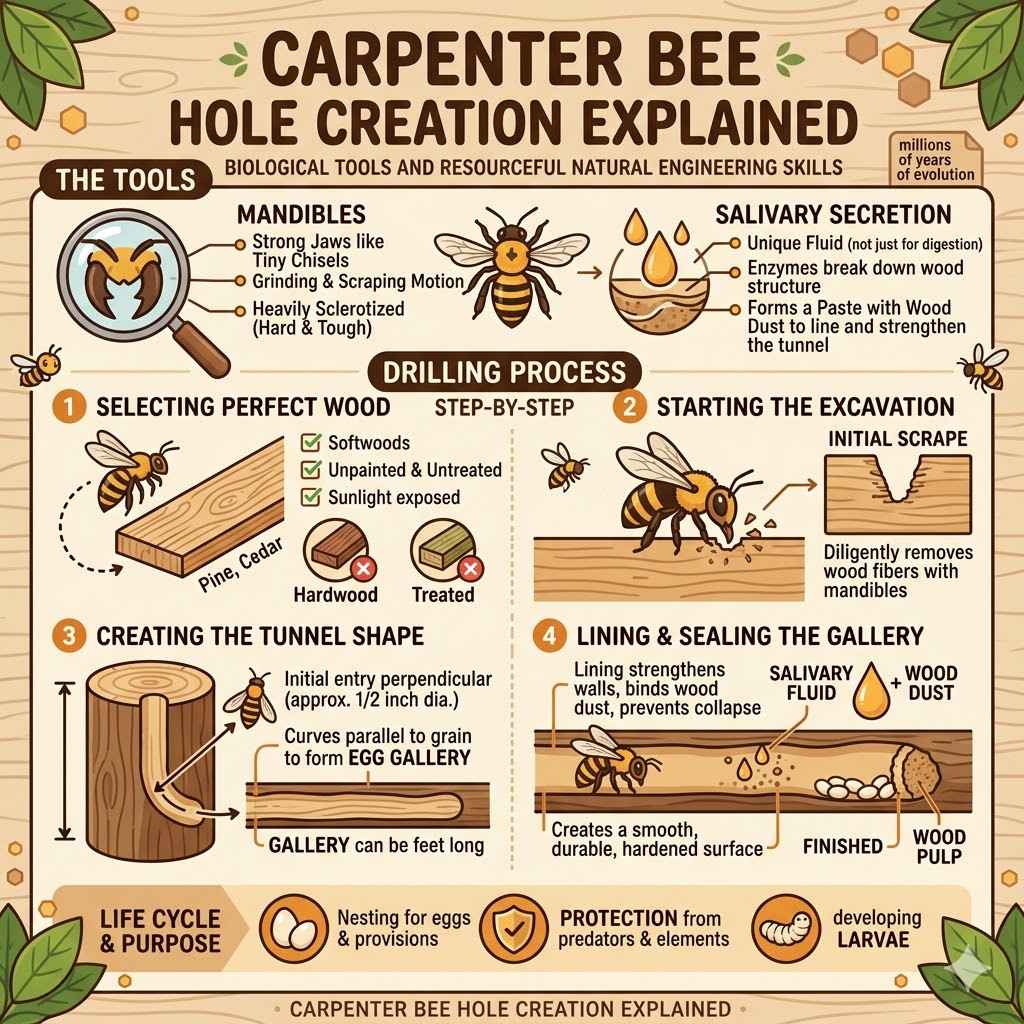 Carpenter Bee Hole Creation Explained