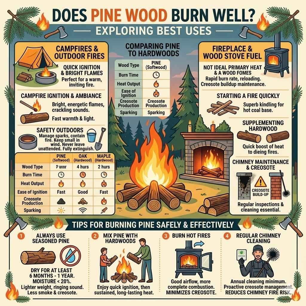 Does Pine Wood Burn Well For Different Uses?