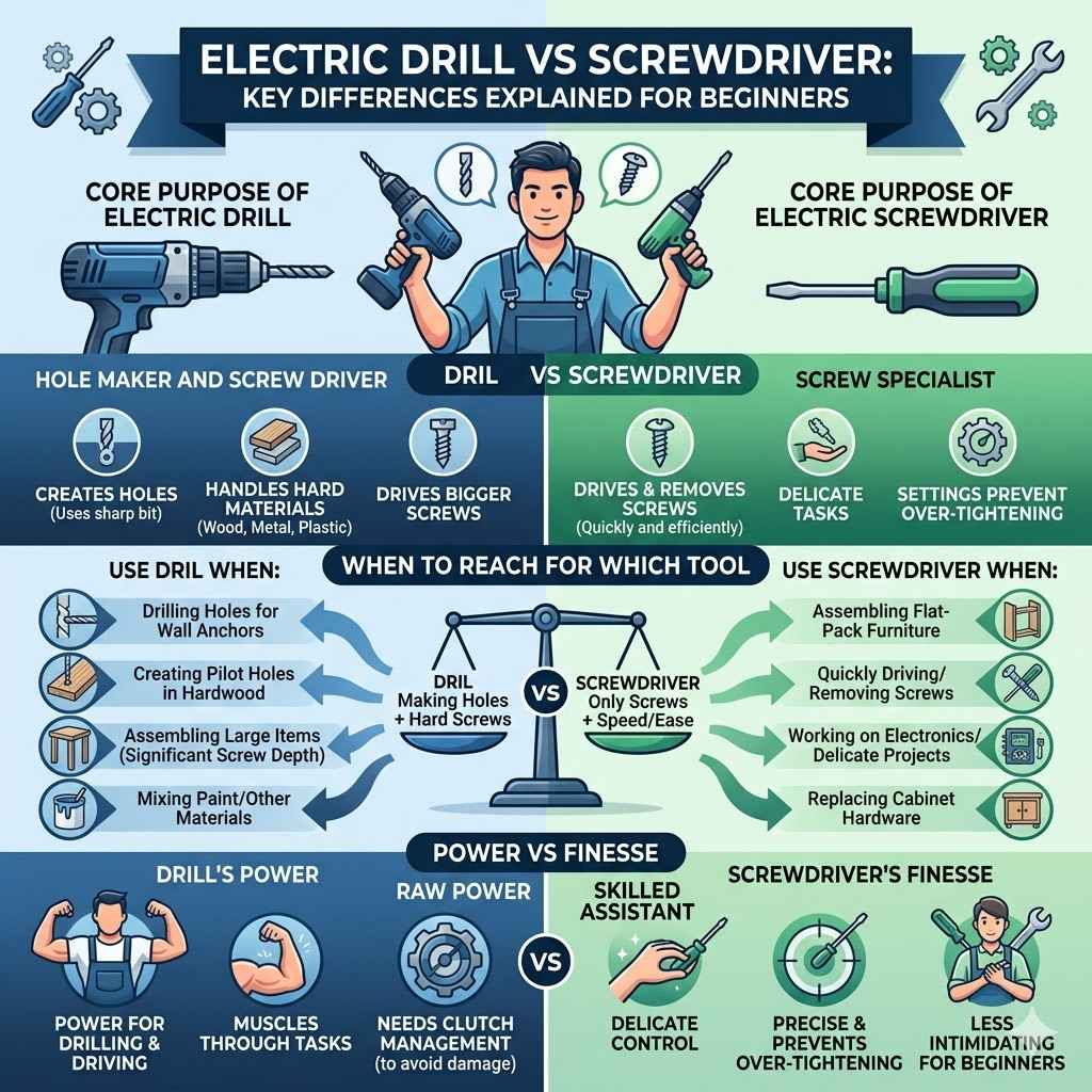 Electric Drill vs Screwdriver Key Differences Explained for Beginners
